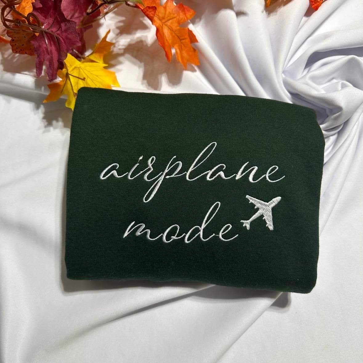 Airplane Mode Embroidered Sweatshirt: Travel Gift